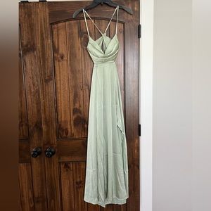 Pale green, HelloMolly, formal wedding dress, bridesmaid, small, cross back